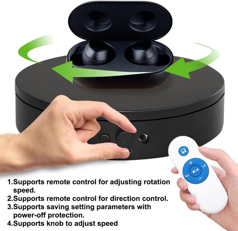 ComXim Knob Speed Adjustment Remote Control Motorized Rotating Display Stand 3d scanner Electric Turntable rotating platform for Photography Shows,Jewelry,Watch,3D Models,Support AAA & charging - Image 4